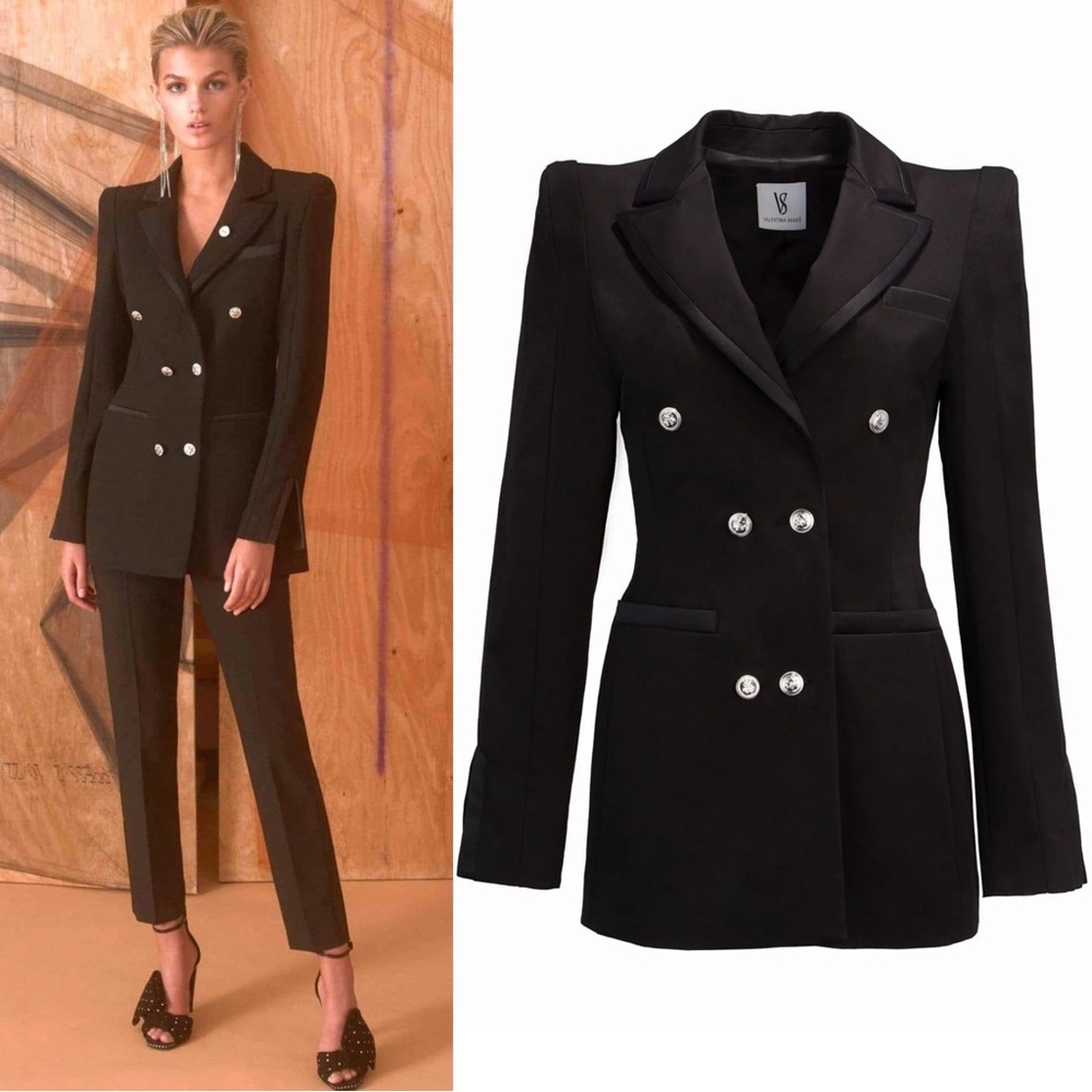 Valentina Shah Jessica Double Breasted Blazer Jacket Size 8 NWT Solid Black